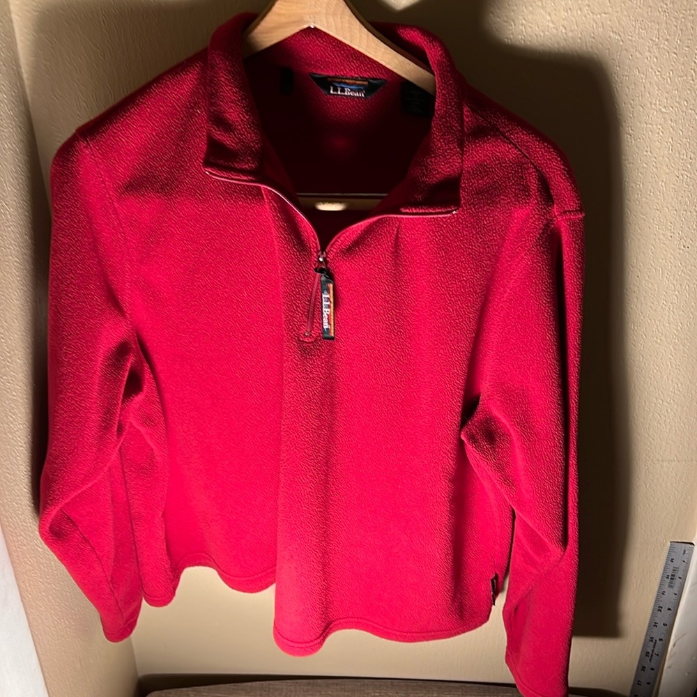 LL Bean Women’s Solid Polartec Fleece Quarter Zip Pullover Color Red Size 2X